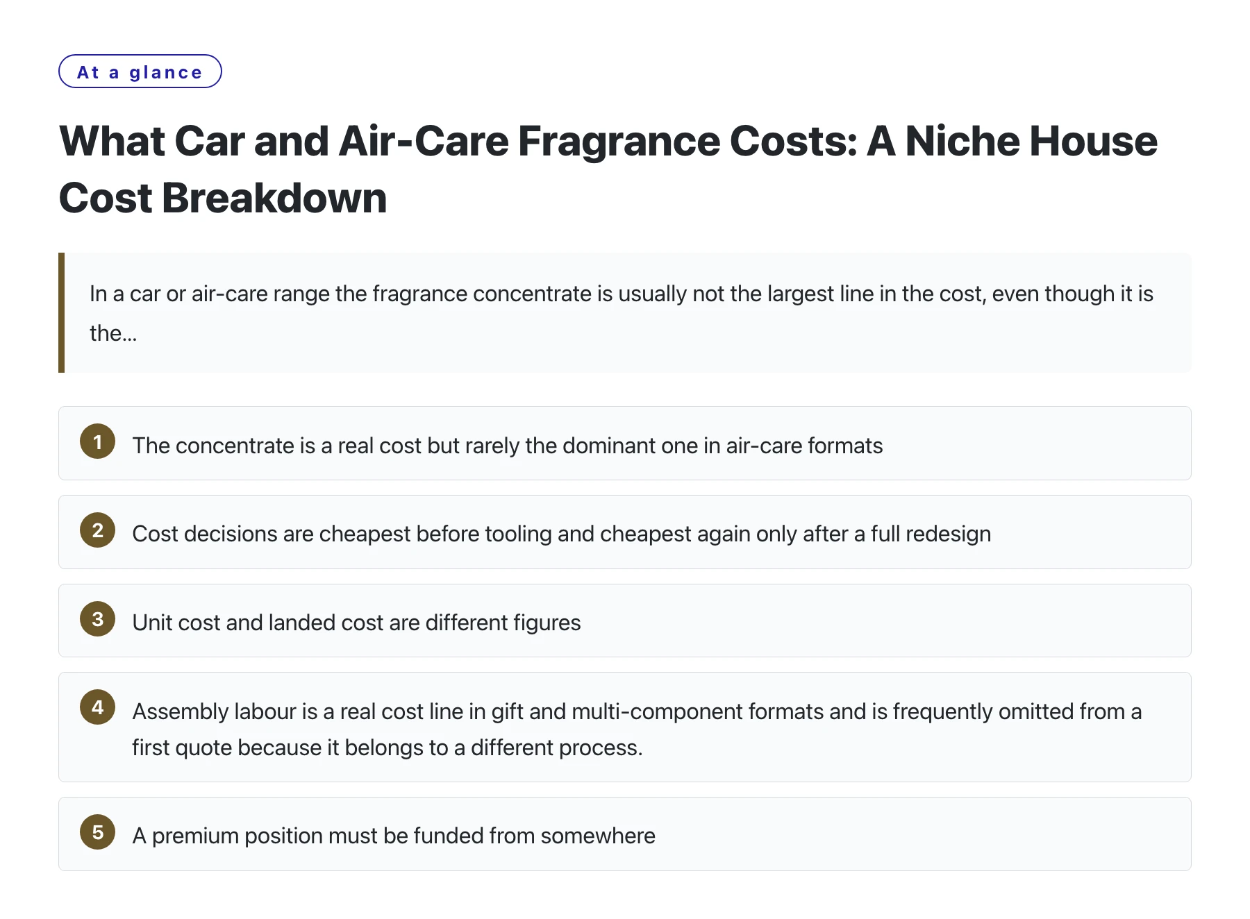 What Car and Air-Care Fragrance Costs: A Niche House Cost Breakdown——全文要点速览